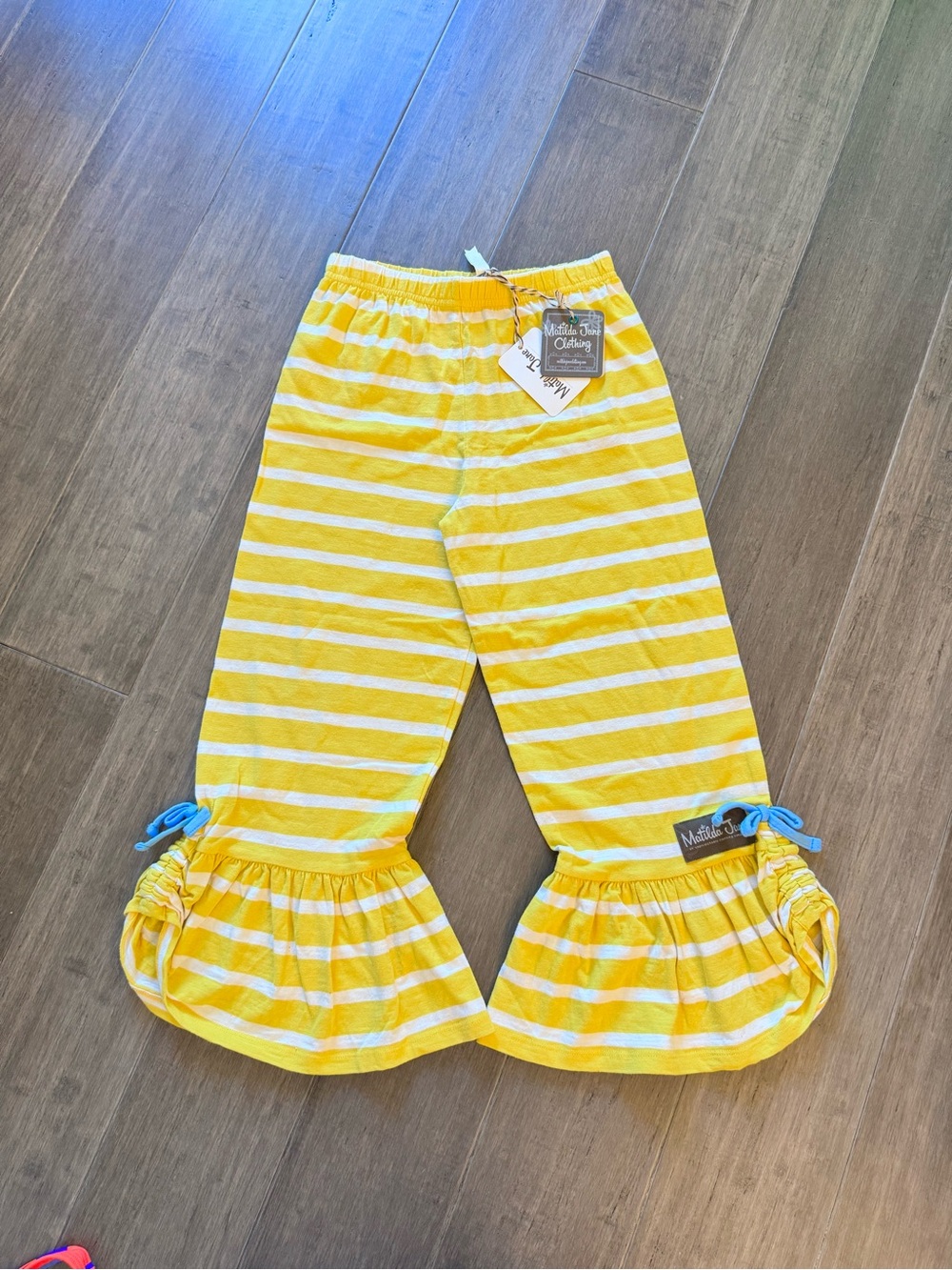 Matilda Jane Yellow & White Striped Ruffle Hem Pajama Pants